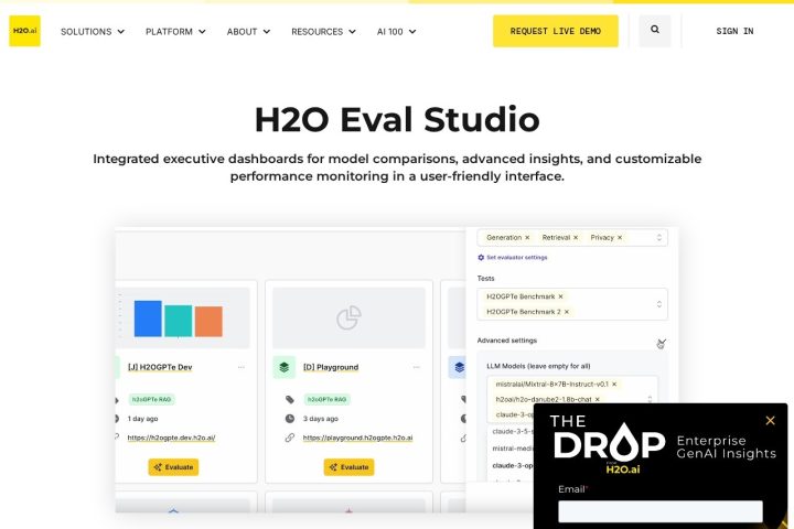 H2O Eval Studio AI 智能体工具截图