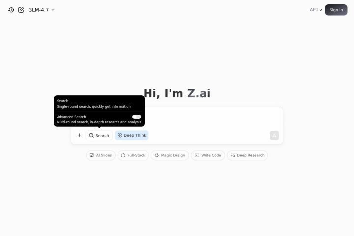 Z.ai AI 智能体工具截图