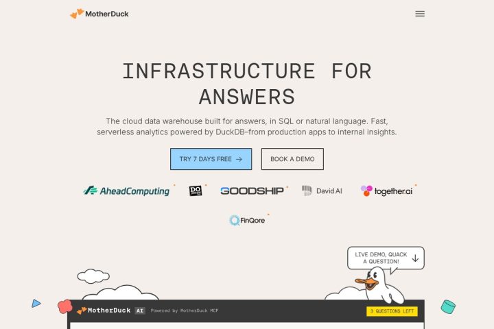 MotherDuck 界面截图