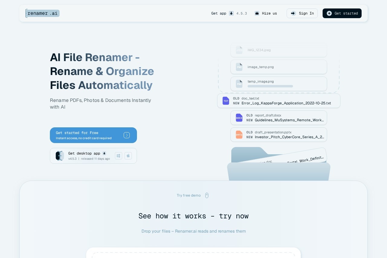 Renamer.ai 界面预览
